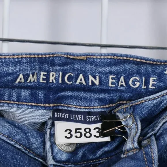 American Eagle Denim Shorts Women Blue High Rise Cutoff Raw Hem Distressed 26x4 - Picture 9 of 10